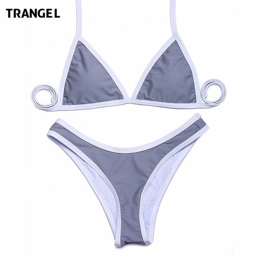 Trangel high cut bikinis 2017 New arrival sexy women bikini swimwear solid beachwear Brazilian bikini set EG500