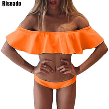 Riseado Summer Ruffle Bikinis Set Swimwear Women Sexy 2017 Low Waist Bottom Swimsuit Beach Bathing Suits
