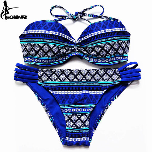 Swimsuit 2017 Brazilian Bikini Set Sexy Floral Bandage Strappy Plus Size Swimwear Bikinis Women Bandeau Biquini Bathing Suits