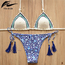 Sexy Summer Bikini Set Bathing Suit Swimwear Women Bikini Soprtswear 2017 Brazil Swimming Suit Crochet HandMade Outside Push Up