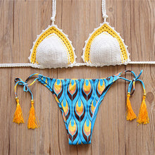 Sexy Summer Bikini Set Bathing Suit Swimwear Women Bikini Soprtswear 2017 Brazil Swimming Suit Crochet HandMade Outside Push Up