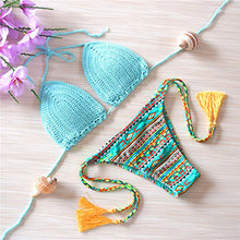 Sexy Summer Bikini Set Bathing Suit Swimwear Women Bikini Soprtswear 2017 Brazil Swimming Suit Crochet HandMade Outside Push Up