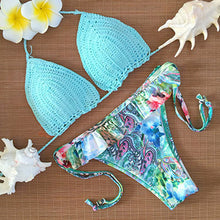 Sexy Summer Bikini Set Bathing Suit Swimwear Women Bikini Soprtswear 2017 Brazil Swimming Suit Crochet HandMade Outside Push Up