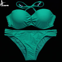 Swimsuit 2017 Brazilian Bikini Set Sexy Floral Bandage Strappy Plus Size Swimwear Bikinis Women Bandeau Biquini Bathing Suits