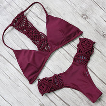 New Sexy Handmade Crochet Bikinis Women Swimsuit 2017 Brazilian Bikini Set Bandage Beach Wear Bathing suit Push Up Swim Wear