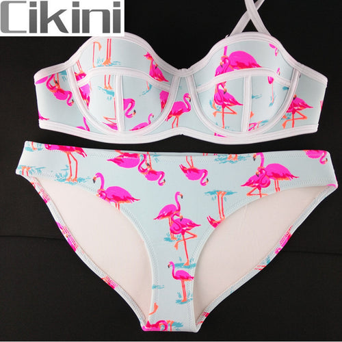 Neoprene Swimwear Women Bikini Woman New Summer 2017 Sexy Swimsuit Bath Suit Push Up Bikini set Bathsuit TA008Y