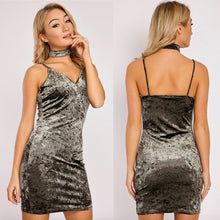 JULISSA MINK CRUSHED VELVET BODYCON DRESS WITH CHOKER at LovelyVogue