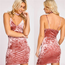 JULISSA MINK CRUSHED VELVET BODYCON DRESS WITH CHOKER at LovelyVogue